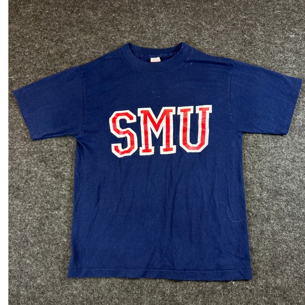 Vintage 70s SMU Mustangs TShirt Mens Large Southern Methodist University Cotton